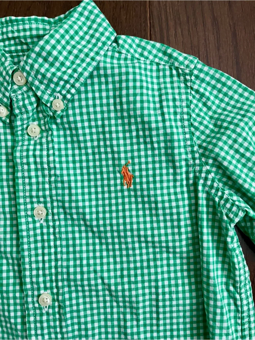 Ralph Lauren Green Gingham Button-Down Shirt for Baby Boy